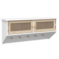 vidaXL Wandgarderobe Weiß Holzwerkstoff und Rattan Natur - 1