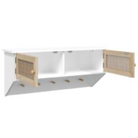 vidaXL Wandgarderobe Weiß Holzwerkstoff und Rattan Natur - 3