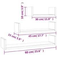 vidaXL Wandregale 3 Stk. Räuchereiche Holzwerkstoff - 6