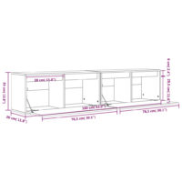 vidaXL Wandschränke 2 Stk. Schwarz 80x30x35 cm Massivholz Kiefer - 11