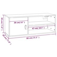 vidaXL Wandschrank Weiß 80x30x30 cm Massivholz Kiefer - 11